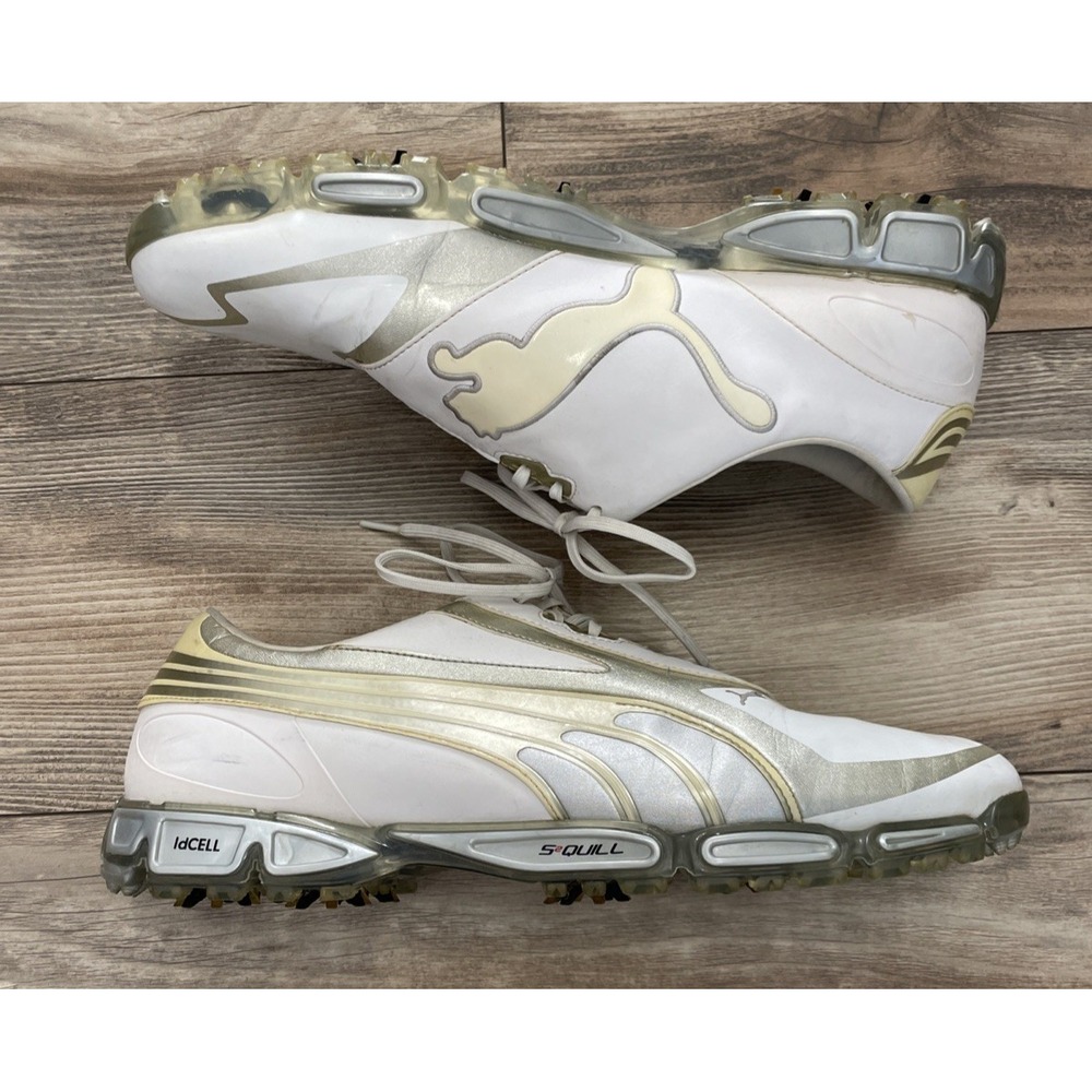 *RARE* Lot of 2 Size 13 Rickie Fowler Puma Golf IdCell Golf Shoes--WHITE/GOLD